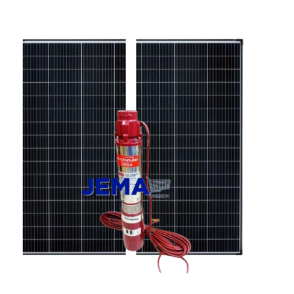 High Lift Brushless 48V Submersible Pump Kit – 2×250W Panels + 50M Head Pump